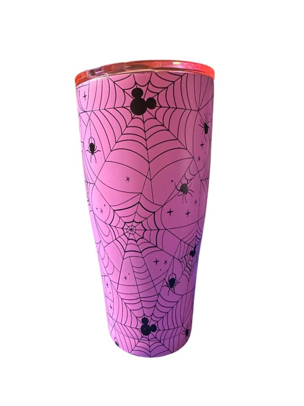 Disney Pink Spiderweb Travel Tumbler W/ Lid & Straw 30oz Halloween Mickey Mouse